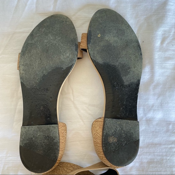 CHLOE tan ankle strap leather sandals size 7.5 - Picture 6 of 8